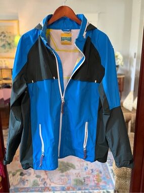 Tory Sport Blue and Black Hooded Rain Jacket